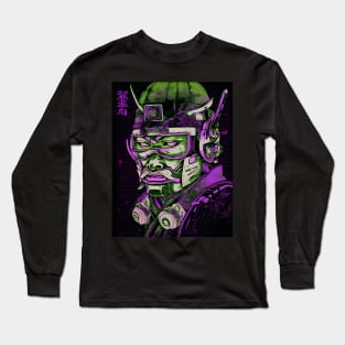 cyberpunk  samurai wear oni mask Long Sleeve T-Shirt